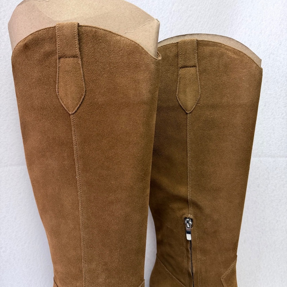 Nine West Bromwel Womens Med Natural Brown Suede Pointy Toe Block Heel Boots 9M - Picture 6 of 16